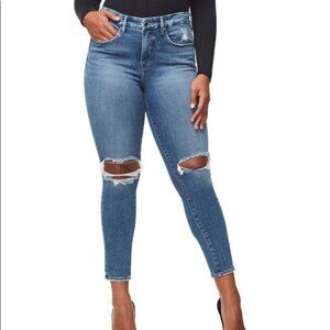 GOOD AMERICAN Good Legs Crop Distressed Blue261 Jeans NWOT Size 12/31